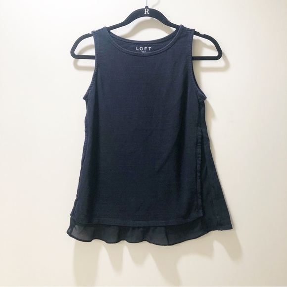 Loft Women’s Navy Tank With Ruffle Detail - Picture 1 of 6